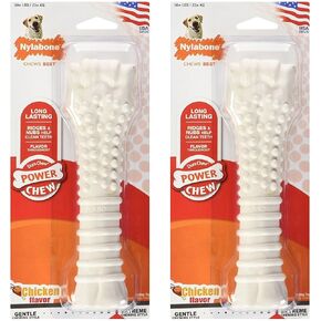 Nylabone 2 Pack of Textured Bones, X-Large for Dogs Over 50 Pounds, Chicken Flavor, Made in The USA