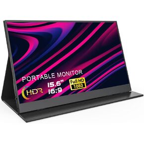 Portable Monitor 15.6" 1080P FHD USB-C, HDMI Computer Monitor w/Smart Cover Bag & Dual Speakers, HDR External Monitor, Portable Computer Monitor for Laptop/PC/Mac/Phone/Xbox Switch/PS4 in Saudi Arabia