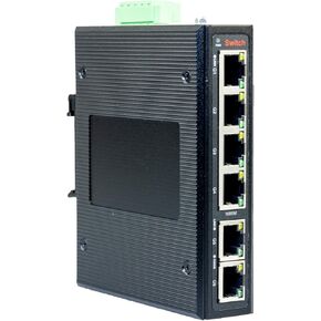 6-Port 10/100/1000M Industrial Ethernet Switch with 4*GE and 2*GE uplink RJ45 Ports, IP40, DIN Rail, Gigabit unmanaged Switch