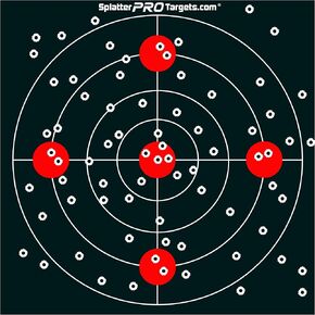 12x12 Splatter Targets. Shots Burst with Bright White Halo Upon Impact. Instantly See Your Shots.