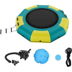 VEVOR Inflatable Water Bouncer, 17ft Recreational Water Trampoline, Portable Bounce Swim Platform with 5-Step Ladder & Electric Air Pump, Kids Adults Floating Rebounder for Pool, Lake, Water Sports