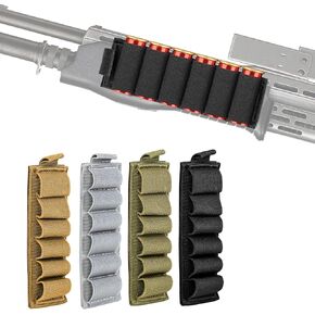 4PCS 6 Round Bullet Shell Holder for Rifles Tactical Nylon Shotgun Buttstock 12/20GA Cartridge Shell Case Bag,Personal/Military Elastic Rubber Band Rack for Ammo Bullet Carrier Holster