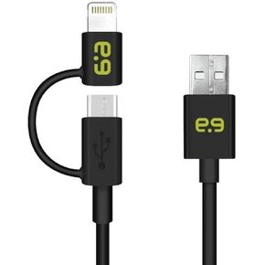 PureGear 2-in-1 Charge-Sync Cable with Lightning to Micro USB Adapter - Black 48"