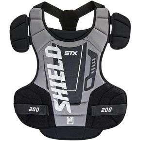 STX Shield 200 Lacrosse Goalie Chest Protector، أسود/رمادي، صغير
