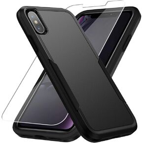 for iPhone X Case, iPhone Xs Case with HD Screen Protector [Military Grade Drop Tested] Heavy-Duty Tough Rugged Shockproof Protective Case for iPhone X/iPhone Xs, Black