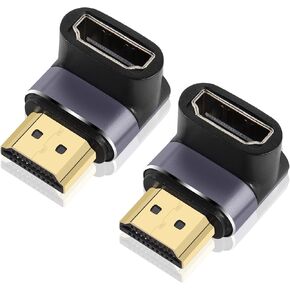 PNGKNYOCN 8K HDMI 90 Degree Adapter,2 Pack Right Angle HDMI 2.1 Male to Female Support 8K@60Hz/4K@120Hz HDR, for HDTV,Projector,Laptop (Down)