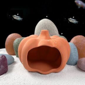 PENCK Betta Fish Tank Accessories Aquarium Decor Cute Ceramic Pumpkin Shaped Fish Tank Ornament Hideaway Cave Shrimp Fish Hideout for Aquarium
