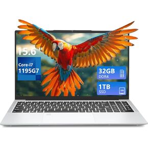 Laptop Core i7, Gaming Laptop, 15.6 Inch Laptops, Laptop Computer 32GB RAM 1TB SSD, Fingerprint Unlock, Backlit Keyboard, WIFI 5 BT 5.0 RJ45 HDMI 180 Angle Opening Laptop For School Students Business