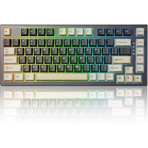 YUNZII RT80 Rapid Trigger Hall Effect Magnetic Switch Gaming Keyboard,82-Key Bluetooth/2.4GHz/Wired RGB Keyboard,Gasket Mount Hot Swap Adjustable Actuation Mechanical Keyboard (Black, Gateron White)