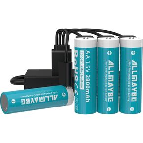 aa 1.5v Rechargeable Batteries USB c 1.5V 2800mAh USB-C Rechargeable AA Battery – Long-Lasting Power Easy USB-C Charging (8pcs)