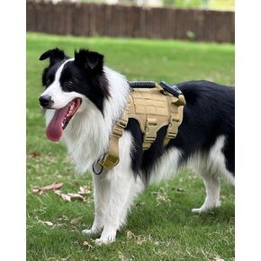 Tactical Dog Harness, Escape Proof No Pull Pet Harness with Handle for Large Dogs, Reflective Adjustable Service Dog Vest for Walking Hiking Training (Desert Camo,XL)