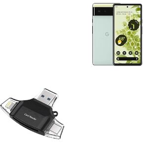 BoxWave Smart Gadget Compatible with Google Pixel 6 - AllReader SD Card Reader, microSD Card Reader SD Compact USB - Jet Black
