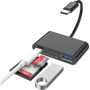 USB-C SD Card Reader with USB 3.0 and Charging Port,5Gbps High-Speed Memory Card Reader Adapter for SD/Micro SD Card,Compatible with iPhone 15,iPad Pro,MacBook,Windows and USB C Android Device (Black)