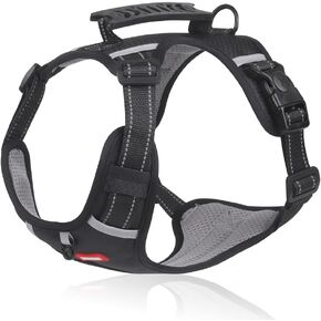 Dog Harness, No Pull Service Vest, Reflective Strips, Control Handle, Soft Padded, Adjustable and Comfortable for Easy Walking (Yellow, Medium)