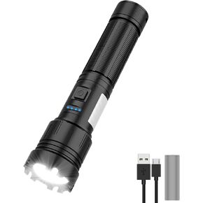 Flashlights High Lumens Rechargeable, 20,000 Lumens Super Bright Flashlight with LCD Digital Display, Zoom, 5 Modes, Waterproof, Type-C Rechargeable, Tactical Flashlight for Emergencies, Camping
