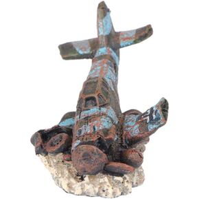 Resin Craft Plane Wreckage Ornament for Aquarium Landscape Decor Ideal for Fish Tank Decorations and Miniature Aquatic Scenes