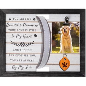 CY2SIDE Pet Memorial Picture Frame - Dog Memorial Wooden Picture Frame with Souvenir Card Best Dog Ever Gifts in Memory of Dogs by My Side Pet Wooden Frame Decor for Home Sympathy Gift for Dog Lovers