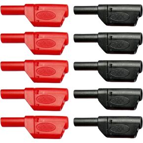 Safety Insulated 4mm Banana Plugs, 10-Pack Multimeter Test Leads Connectors, 600V/32A