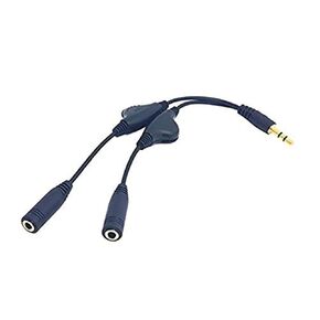 ATC® Black Dual Volume Control Splitter 3.5mm Male Stereo to Double Female Audio Headphone Splitter Cable