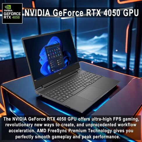 كمبيوتر محمول HP Victus للألعاب، شاشة 15.6 بوصة FHD IPS 144 هرتز، AMD Ryzen 5-8645HS، NVIDIA GeForce RTX 4050، إضاءة خلفية، كاميرا عالية الدقة، مع كابل HDMI (Windows 11 Pro، ذاكرة الوصول العشوائي 32 جيجابايت | 1 تيرابايت PCIe SSD) in Saudi Arabia