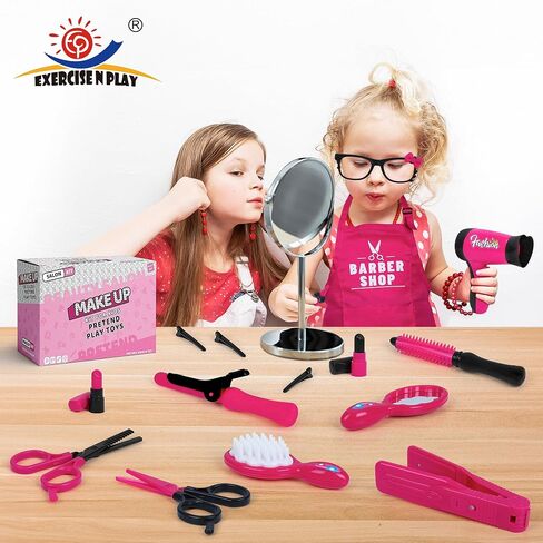 17 PCS Toddler Costume Hairdressing Toys Hair Salon Girls Toys with Hair Dryer, Scissors, Comb and Other Accessories,Suitable Toy Gifts for Girls Aged 3 4 5 6 Years Old in Saudi Arabia