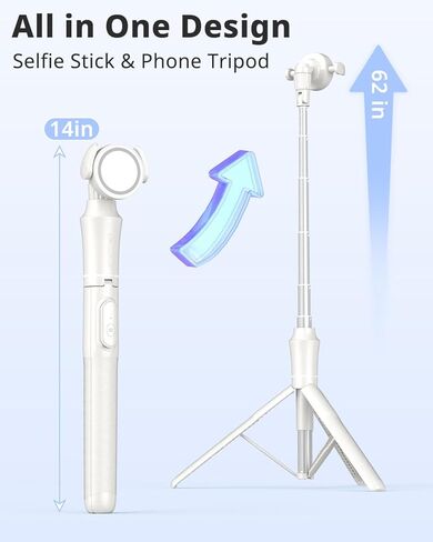 UBeesize 68'' Magnetic Selfie Stick Phone Tripod with Wireless Remote, Extendable Cell Phone Tripod Stand, Compatible with MagSafe, Cellphone Tripod for iPhone 15 14 13 12 Series and Android Phones in Kuwait
