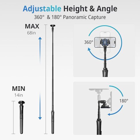 UBeesize 68'' Magnetic Selfie Stick Phone Tripod with Wireless Remote, Extendable Cell Phone Tripod Stand, Compatible with MagSafe, Cellphone Tripod for iPhone 15 14 13 12 Series and Android Phones in Saudi Arabia