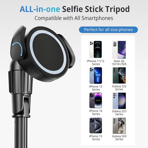 UBeesize 68'' Magnetic Selfie Stick Phone Tripod with Wireless Remote, Extendable Cell Phone Tripod Stand, Compatible with MagSafe, Cellphone Tripod for iPhone 15 14 13 12 Series and Android Phones in Saudi Arabia