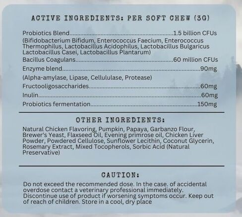 Primal Nutrition Probiotics for Dogs - Digestive Enzymes for Gut Flora, Digestive Health, Diarrhea & Bowel Support - Dog Supplement Soft Chew for Pet Immune System - Chicken in Saudi Arabia