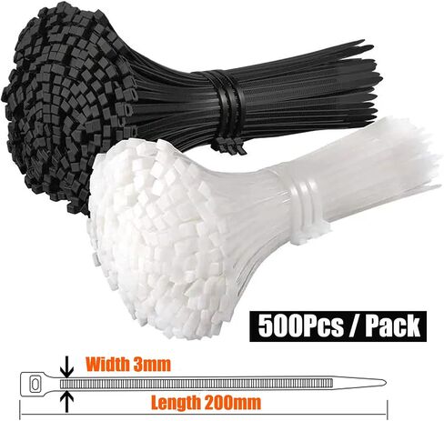 Zip Ties Heavy Duty 8 Inch Strong Premium Plastic Wire Cable Ties with 40 Pounds Tensile Strength, Self-Locking Nylon Cable Tie Straps (8 Inch, White) in Saudi Arabia