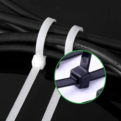 Zip Ties Heavy Duty 8 Inch Strong Premium Plastic Wire Cable Ties with 40 Pounds Tensile Strength, Self-Locking Nylon Cable Tie Straps (8 Inch, White) in Saudi Arabia