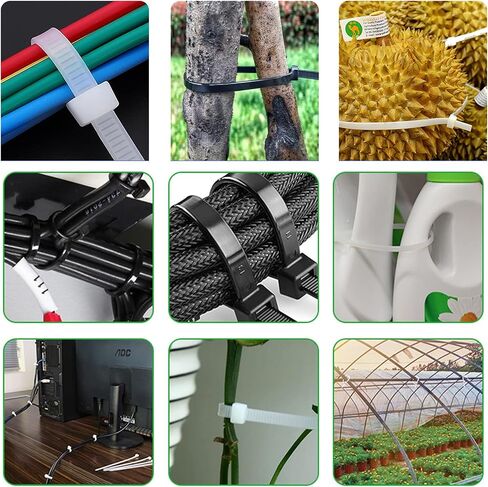 Zip Ties Heavy Duty 8 Inch Strong Premium Plastic Wire Cable Ties with 40 Pounds Tensile Strength, Self-Locking Nylon Cable Tie Straps (8 Inch, White) in Saudi Arabia