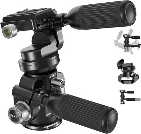 NEEWER Video Camera Tripod Pan Tilt Head with +/-15° Leveling Bowl Base, Photography Tripod Head with Retractable Handle, 1/4" Arca Type QR Plate for DSLR Camera Camcorder, Max Load 11lb/5kg, TH03 in Saudi Arabia