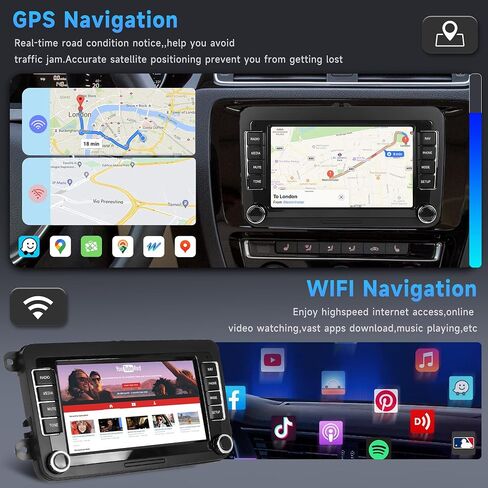 4+64G Android Car Radio for VW Passat Golf MK5 MK6 Jetta T5 EOS Polo Touran Seat Sharan Wireless Carplay Android Auto, 7'' Touchscreen Head Unit with Mirror Link WiFi GPS Bluetooth FM EQ Rear Camera in Saudi Arabia