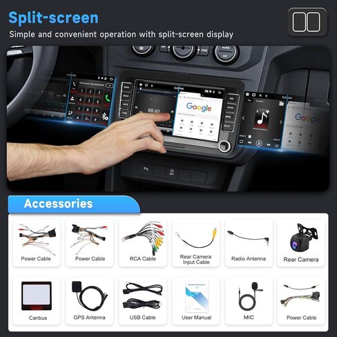 4+64G Android Car Radio for VW Passat Golf MK5 MK6 Jetta T5 EOS Polo Touran Seat Sharan Wireless Carplay Android Auto, 7'' Touchscreen Head Unit with Mirror Link WiFi GPS Bluetooth FM EQ Rear Camera in Saudi Arabia