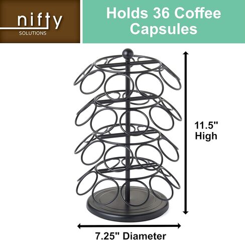 Nifty K Cup Holder – Compatible with K-Cups, Coffee Pod Carousel | 36 K Cup Holder, Spins 360-Degrees, Lazy Susan Platform, Modern Black Design, Home or Office Kitchen Counter Organizer in Kuwait