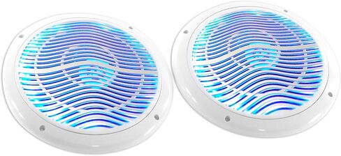 Rockville RMC80LW 8 بوصة 800 واط 2-Way White Marine مكبرات صوت مع LED متعدد الألوان + جهاز تحكم عن بعد in Kuwait