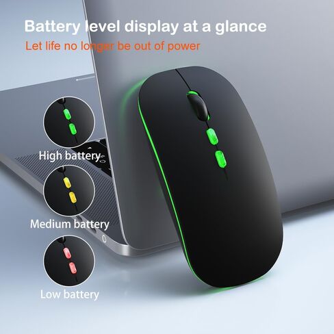 Bluetooth Mouse Wireless for Laptop, 2.4G Slim Rechargeable Wireless Mouse with USB Receiver, Quiet Clicks, Ergonomic Optical Mouse, Portable Computer Mouse for Laptop, PC, Mac (White) in Saudi Arabia