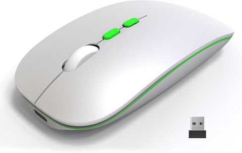 Bluetooth Mouse Wireless for Laptop, 2.4G Slim Rechargeable Wireless Mouse with USB Receiver, Quiet Clicks, Ergonomic Optical Mouse, Portable Computer Mouse for Laptop, PC, Mac (White) in Saudi Arabia