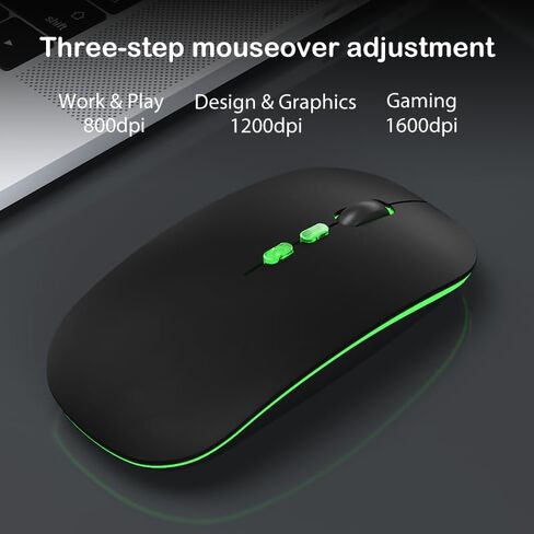Bluetooth Mouse Wireless for Laptop, 2.4G Slim Rechargeable Wireless Mouse with USB Receiver, Quiet Clicks, Ergonomic Optical Mouse, Portable Computer Mouse for Laptop, PC, Mac (White) in Saudi Arabia