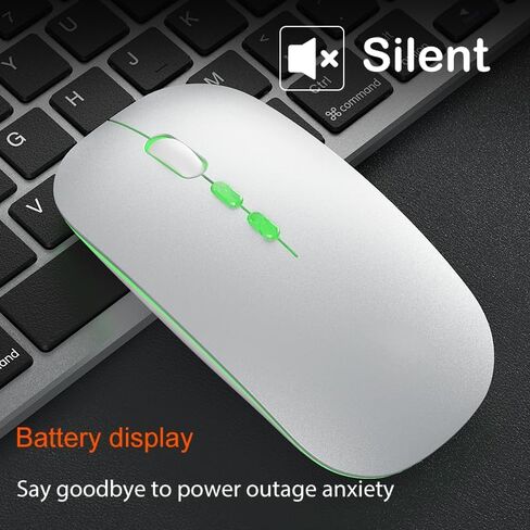 Bluetooth Mouse Wireless for Laptop, 2.4G Slim Rechargeable Wireless Mouse with USB Receiver, Quiet Clicks, Ergonomic Optical Mouse, Portable Computer Mouse for Laptop, PC, Mac (White) in Saudi Arabia