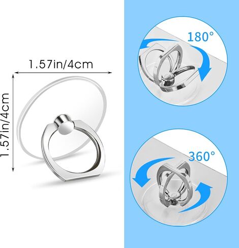 WLLHYF 4PCS Transparent Phone Ring Holder Cell Phone Ring Clear Phone Ring Grips Holder Kickstand Cell Ring Stand Holder Compatible with Most Phones, Tablet Case Accessories(2Silver+1Black+1RoseGold) in Saudi Arabia