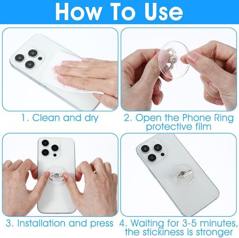 WLLHYF 4PCS Transparent Phone Ring Holder Cell Phone Ring Clear Phone Ring Grips Holder Kickstand Cell Ring Stand Holder Compatible with Most Phones, Tablet Case Accessories(2Silver+1Black+1RoseGold) in Saudi Arabia