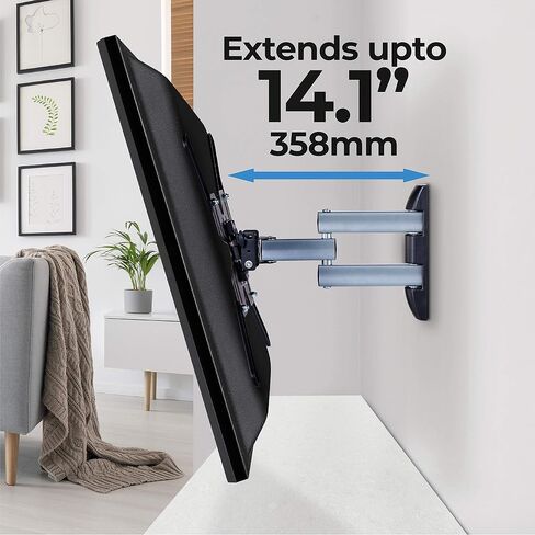 Amazon Basics Triple Arm Full Motion Articulating TV Wall Mount, fits TVs 32 - 70-inch up to 55lbs, Black in Saudi Arabia