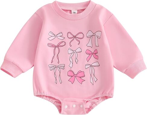 MBMSHEGH Newborn Baby Girls Crewneck Sweatshirt Bubble Oversized Romper Long Sleeve Shirt Jumpsuit Outfit Fall Clothes in Saudi Arabia