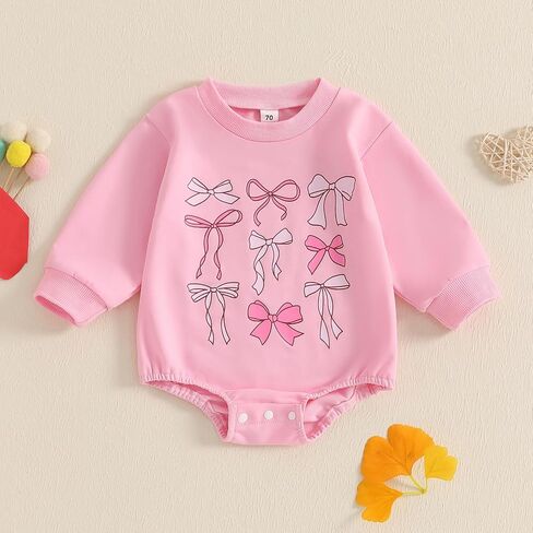 MBMSHEGH Newborn Baby Girls Crewneck Sweatshirt Bubble Oversized Romper Long Sleeve Shirt Jumpsuit Outfit Fall Clothes in Saudi Arabia