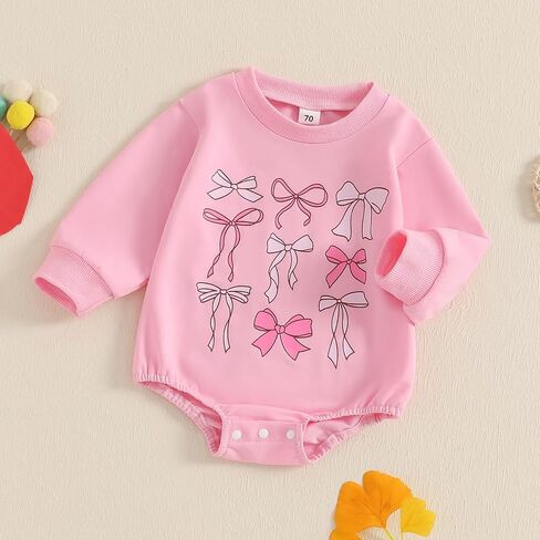 MBMSHEGH Newborn Baby Girls Crewneck Sweatshirt Bubble Oversized Romper Long Sleeve Shirt Jumpsuit Outfit Fall Clothes in Saudi Arabia