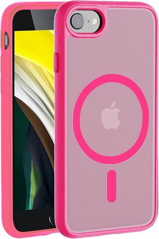 Hualele Magnetic for iPhone SE Case 2022/3rd/2020/2nd gen,iPhone 8/7 Case,Compatible with MagSafe, Military Grade Dropproof Translucent Matte Hard Back Soft Edge Slim Protective Phone Case,Black in Saudi Arabia