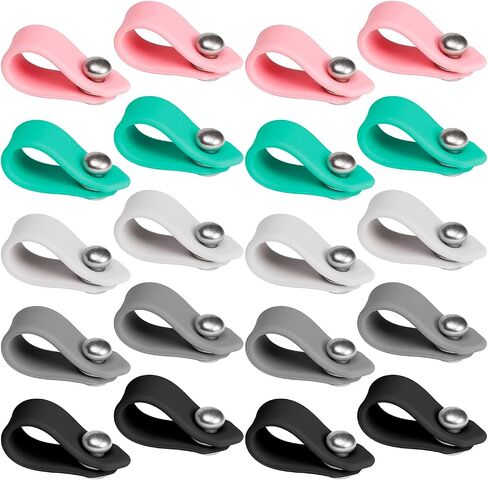 10Pcs Silicone Cable Ties, Reusable Cord Organizer, Cable Straps with Metel Buckle for Easy Bundling and Fastening Cables (Black) in Saudi Arabia