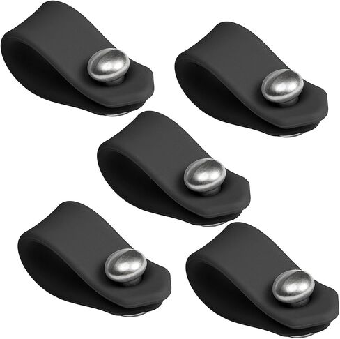 10Pcs Silicone Cable Ties, Reusable Cord Organizer, Cable Straps with Metel Buckle for Easy Bundling and Fastening Cables (Black) in Saudi Arabia